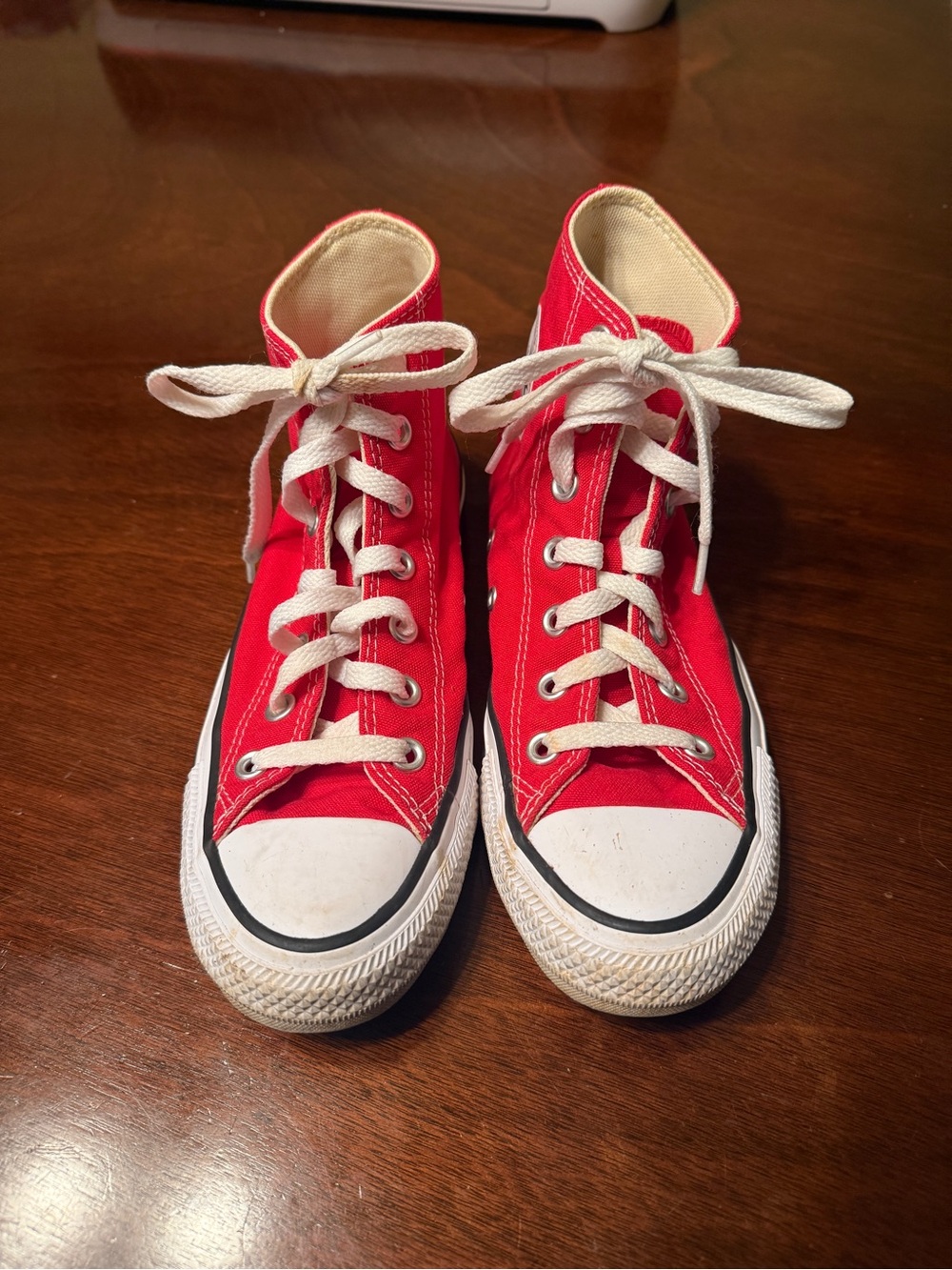 Converse Women’s Red High-Top Canvas Sneakers with White Laces